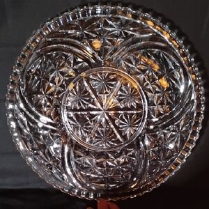 Vintage Glass Art Plate with Gold Accents